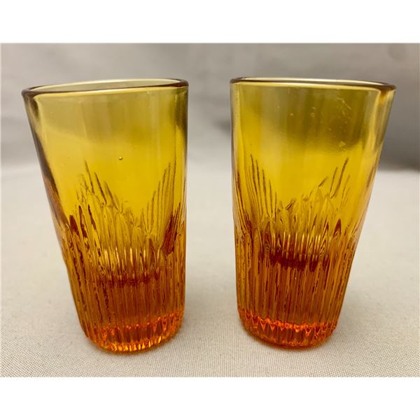 (2) Mid-century Modern Amber Glass Shot Glasses