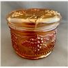 Image 1 : Dugan Marigold Carnival Glass "Vintage Grape" Large Sized Powder Jar (1910)