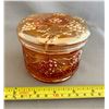 Image 4 : Dugan Marigold Carnival Glass "Vintage Grape" Large Sized Powder Jar (1910)