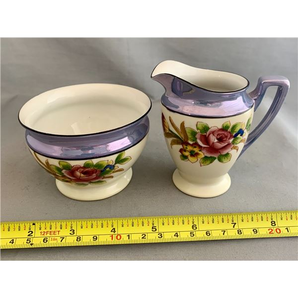 Noritake Lustreware/Floral Design Cream & Sugar Set (1940s)