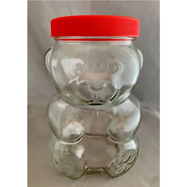 KRAFT Large Glass Bear Peanut Butter Jar with Original Red Lid (1988)