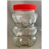 Image 1 : KRAFT Large Glass Bear Peanut Butter Jar with Original Red Lid (1988)