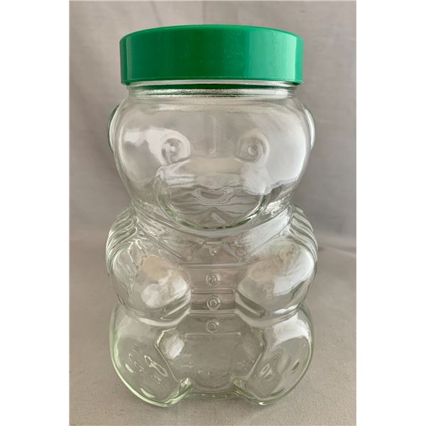 KRAFT Mid-Sized Glass Bear Peanut Butter Jars with Original Green Lid (1988)