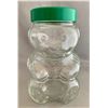 Image 1 : KRAFT Mid-Sized Glass Bear Peanut Butter Jars with Original Green Lid (1988)