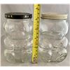 Image 2 : (2) KRAFT Small Glass Bear Peanut Butter Jars with Original Tin Lids