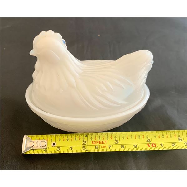 Milk Glass Hen on Nest (1920s)