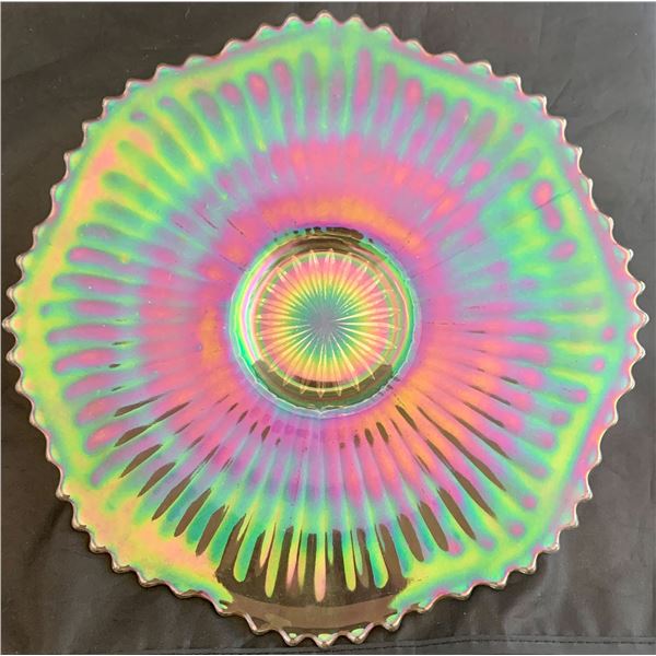 Imperial Glass Company Clambroth Carnival Glass  Smooth Rays  Rare Dinner Plate (1910s)