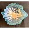 Image 1 : Mid-century Modern Art Glass 1960s Seashell Candy Dish Teal Blue Slag