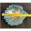 Image 2 : Mid-century Modern Art Glass 1960s Seashell Candy Dish Teal Blue Slag
