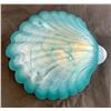 Image 3 : Mid-century Modern Art Glass 1960s Seashell Candy Dish Teal Blue Slag
