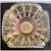 Image 3 : Imperial Glass Company Frosty White Carnival Glass "Frosted Block & Beads" Rare 4-Sides Up Dish (191