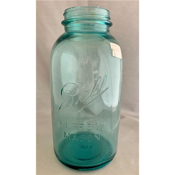 Large BALL Blue Glass  Perfect Mason Jar  (C. 1910-1923 - Rare)