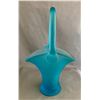 Image 1 : Fenton's 1940s Celeste Blue Large-Sized Handled Frosted Art Glass Basket