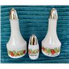 Image 1 : Mid Century Modern GEMCO USA "Spice of Life" Milk Glass Enamelled Oil/Vinegar/Salt Shaker Set - Rare