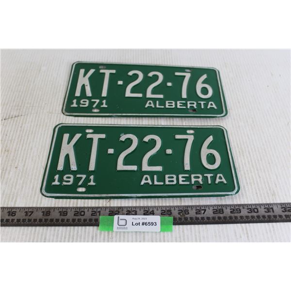 (2) Alberta License Plates - 1971