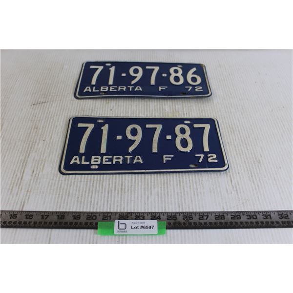 (2) Alberta License Plates - 1972