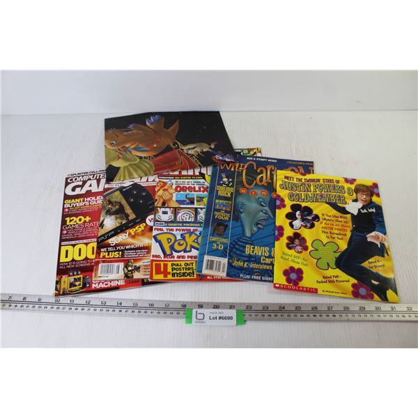 Gaming Magazines - Austin Powers Magazine - Beavis & Butt-Head Cartoon Magazine - Pokemon Poster