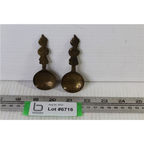 (2) Brass Nabob Coffee Spoons