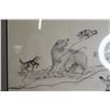 Image 2 : Graphite Inuit Polar Bear Hunt Peter Ragee artist from Cape Dorset  32" x 25 1/2" Glass Coming Out