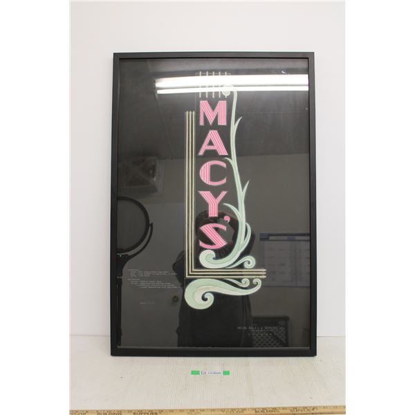 *Framed Pastel Rendition of Macy's Neon Sign - Made in Calgary  - 25" x 37"