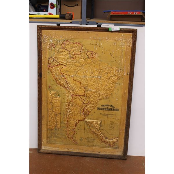 *Early 1900 Textured South American Relief School Map - 34" x 48"