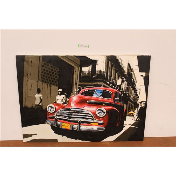 *Old Car Painting - Made in Cuba - 41" x 21"