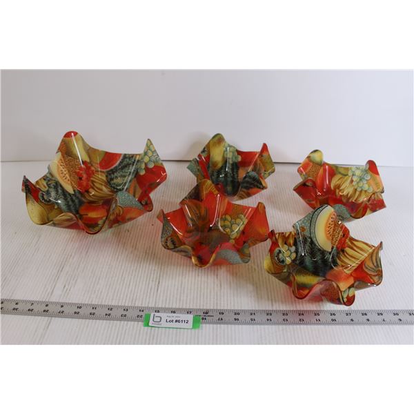 (5) Fruit-Patterned Acrylic Bowls