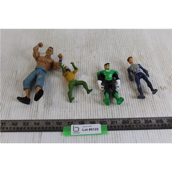 (4) Toy Figurines (From McDonald's, Burger King; The Green Lantern), John Cena Wrestler Figurine