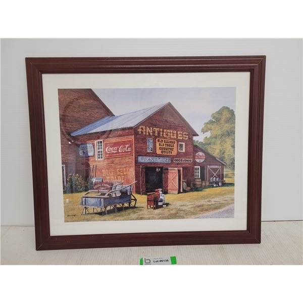 Vintage Coca-Cola Farm Barn Framed Ad - 18 1/2" x 22 1/2"