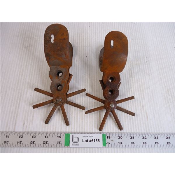 (2) Pair of Cast Iron Western Cowboy Boot Spurs