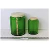 Image 1 : (2) Vintage Green Glass Cannisters