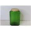 Image 2 : (2) Vintage Green Glass Cannisters