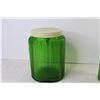 Image 5 : (2) Vintage Green Glass Cannisters