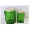 Image 6 : (2) Vintage Green Glass Cannisters