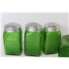 Image 3 : (4) Vintage Green Glass Cheese/Spice Shakers