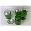 Image 4 : (4) Vintage Green Glass Cheese/Spice Shakers