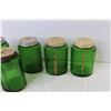 Image 3 : (5) Vintage Green Glass Cheese/Spice Shakers