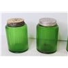Image 4 : (5) Vintage Green Glass Cheese/Spice Shakers