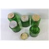 Image 5 : (5) Vintage Green Glass Cheese/Spice Shakers