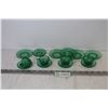 Image 1 : (4) Green Glass Tea Cups - (10) Saucers
