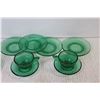 Image 2 : (4) Green Glass Tea Cups - (10) Saucers