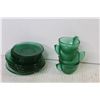 Image 5 : (4) Green Glass Tea Cups - (10) Saucers