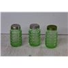 Image 3 : (3) Green Depression Glass Salt