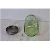 Image 3 : Green Depression Glass Jar w/Lid