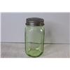 Image 4 : Green Depression Glass Jar w/Lid