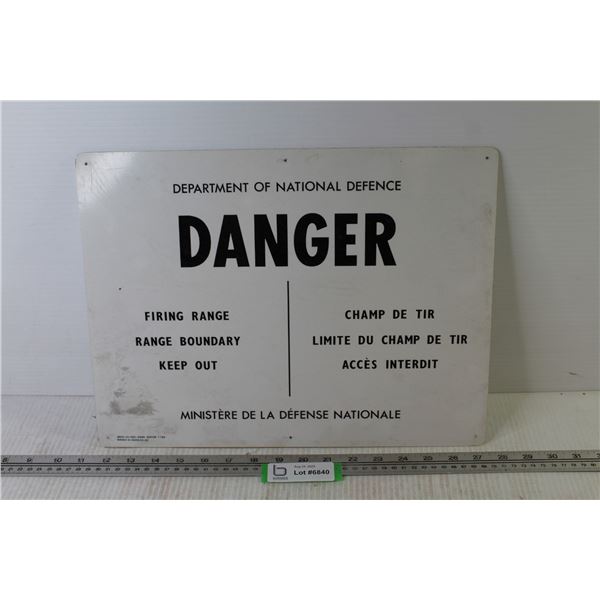 Sign - Department of National Defence - DANGER