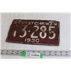 Image 1 : Saskatchewan License Plate - 1930