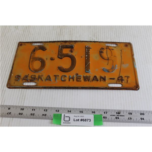 Saskatchewan License Plate - 1947