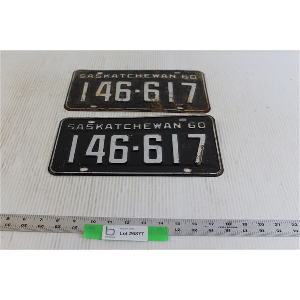 Pair of  1960 Saskatchewan License Plates