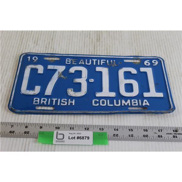 British Columbia License Plate - 1969